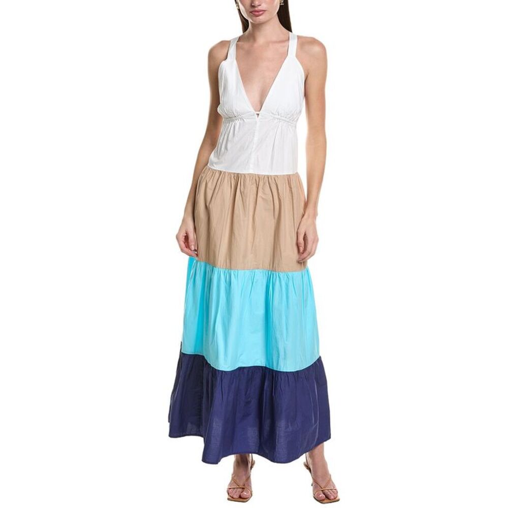 Area Stars Womens  Color Block Maxi Dress, Blue